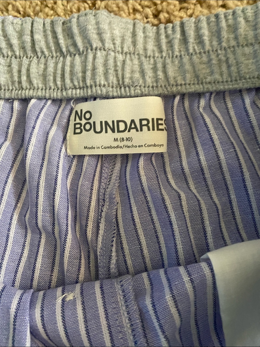No Boundaries Blue and White Striped Elastic-Waist Women's Shorts - Picture 4 of 5